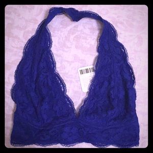 NWT Blue Halter Lace Bralette